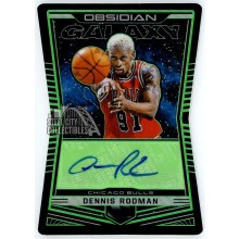 Dennis Rodman 2018-19 Panini Obsidian Galaxy Green Die-Cut Autograph Card 15/15