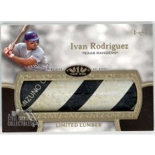Ivan Rodriguez 2020 Topps Tier One Limited Lumber Bat Barrel Card #T1LL-IR 1/1