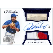 Alex Rodriguez 2019 Panini Flawless Greats Dual Patch Autograph Card #GDMA-AX 4/7