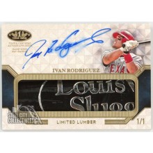 Ivan Rodriguez 2018 Topps Tier One Limited Lumber Bat Barrel Autograph Card #TALL-IR 1/1 (Smear)