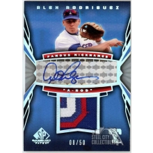Alex Rodriguez 2004 Upper Deck SP Game Used Famous Nicknames Patch Autograph Card #AFN-AR 8/50