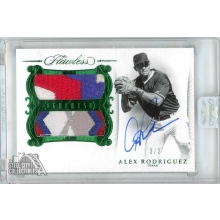 Alex Rodriguez 2018 Panini Flawless Greats Dual Patch Autograph Card #GDM-AX1 3/3