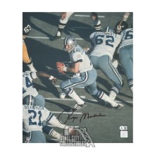 Roger Staubach Autographed Dallas Cowboys 16x20 Football Photo - BAS (Smeared Auto)