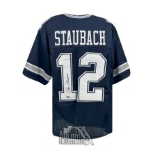 Roger Staubach Autographed Dallas Custom Navy Football Jersey - BAS
