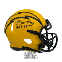 Ron Mix HOF 1979 Autographed San Diego Chargers RAVE Mini Football Helmet - BAS (Black Ink)