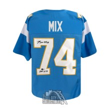 Ron Mix HOF 1979 Autographed San Diego Custom Light Blue Football Jersey - BAS (White Stripes)