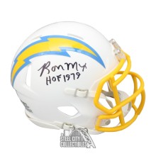 Ron Mix HOF 1979 Autographed Los Angeles Speed Mini Football Helmet - BAS