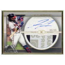 Ronald Acuna Jr 2021 Topps Definitive Collection Framed Autograph Patch Card #FAC-RAJ 1/15