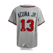 Ronald Acuna Jr Autographed Atlanta Custom Gray Baseball Jersey - JSA