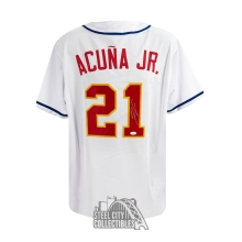 Ronald Acuna Jr Autographed Venezuela Custom White Baseball Jersey - JSA (Sticker On Bottom)