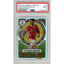 Cristiano Ronaldo 2021-22 Topps Merlin Chrome UEFA Renaissance Card #R-2 PSA 9