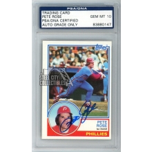 Pete Rose 1983 Topps Autographed Card #100 - PSA/DNA Gem MT 10