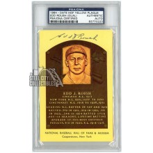 Edd Roush Autographed Hall of Fame Plaque Postcard - PSA/DNA (Signed Both Sides)