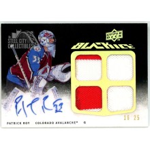 Patrick Roy 2009-10 Upper Deck Black Ice Quad Patch Autograph Card #QJ-PR 16/25