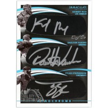Keibert Ruiz Daulton Varsho Tyler Stephenson 2021 Panini Immaculate Monochrome Triple Rookie Autograph Card #MT-RVS 1/1