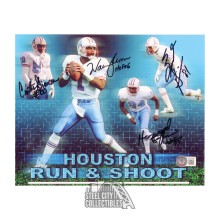 Houston Autographed Run & Shoot 8x10 Football Photo - BAS (4 Signatures)