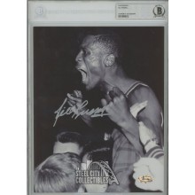 Bill Russell Autographed 8x10 Photo Cheering W/ Fans (Silver Ink)- BAS