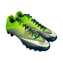 Russell Wilson Autographed Nike Green/Blue/White Football Cleats - BAS