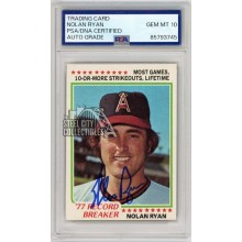 Nolan Ryan 1978 Topps Record Breaker Autograph Card #6 PSA/DNA 10