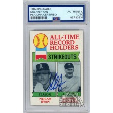 Nolan Ryan 1979 Topps Record Holders Autograph Card #417 PSA/DNA Authentic