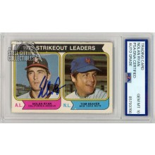 Nolan Ryan 1974 Topps Strikeout Leaders Autograph Card #207 PSA/DNA 10