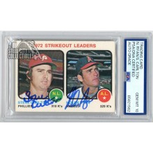 Nolan Ryan & Steve Carlton 1973 Topps '72 Leaders Dual Auto Card #67 PSA/DNA 10