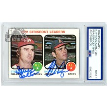 Nolan Ryan & Steve Carlton 1973 Topps '72 Leaders Dual Auto Card #67 PSA/DNA 9