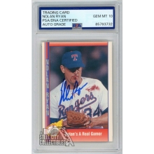 Nolan Ryan 1991 Pacific Nolan's A Real Gamer Autograph Card #92 PSA/DNA 10