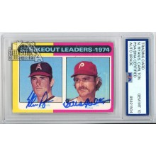 Nolan Ryan & Steve Carlton 1975 Topps '74 Leaders Dual Auto Card #312 PSA/DNA 10