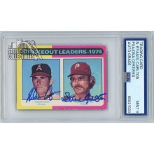 Nolan Ryan & Steve Carlton 1975 Topps Mini '74 Dual Auto Card #312 PSA/DNA 9