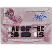 CC Sabathia 2019 Topps Triple Threads Patch Autograph White Whale Printing Plate Card #TTAR-CSA3 1/1
