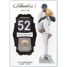 CC Sabathia 2019 Panini Flawless Dual Game-Used Patch Button Card #DP-CS 1/1