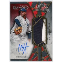 CC Sabathia 2022 Topps Diamond Icons Red Jumbo Patch Autograph Card #AJP-CCS 5/5