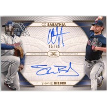 CC Sabathia Shane Bieber 2021 Topps Definitive Dual Autograph Card #DAC-CCB 15/35
