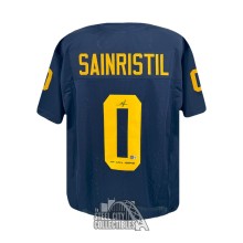 Mike Sainristil 23 Natl Champs Autographed Michigan Custom Navy Football Jersey - BAS