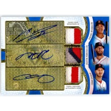 Sale, Pedroia, Devers 2018 Topps Triple Threads Blue Triple Patch Auto Card 1/3