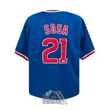 Sammy Sosa Autographed Chicago Custom Blue Baseball Jersey - JSA (Stripes)