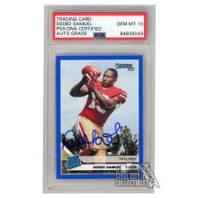 Deebo Samuel 2019 Panini Donruss Rated Rookie Press Proof Blue Autograph Card #317 PSA/DNA 10