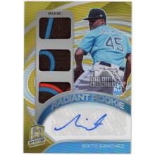 Sixto Sanchez 2021 Panini Spectra Radiant Rookie Gold Patch Autograph Card #RRJA-SS 9/10