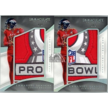 Emmanuel Sanders 2017 Panini Immaculate Pro Bowl Logo Patch 2-Card Lot (1/2 and 2/2)