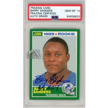 Barry Sanders 1989 Score Football Autograph "89 ROY" Rookie Card #257 PSA/DNA 10