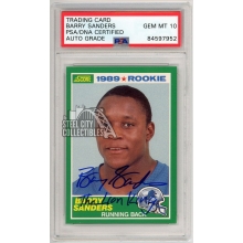 Barry Sanders 1989 Score Football Autograph "Lion King" Rookie Card #257 PSA/DNA 10