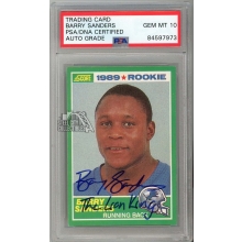 Barry Sanders 1989 Score Autograph "Lion King" Rookie Reprint Card #257 PSA/DNA 10