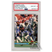 Barry Sanders 1991 Topps Stadium Club Autograph Card #361 PSA/DNA 10