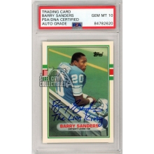 Barry Sanders 1989 Topps Traded Autograph "The Lion King" RC Card #83T PSA/DNA 10