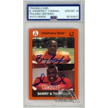 Barry Sanders Thurman Thomas 1991 Collegiate Collection Dual Autograph Card #78 PSA/DNA 10 (New Label)