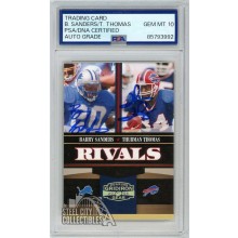 Barry Sanders Thurman Thomas 2006 Donruss Gridiron Gear Rivals Autograph Card #R-7 /100 PSA/DNA 10