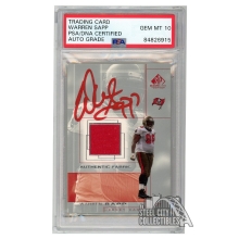 Warren Sapp 2001 Upper Deck SP Game Used Authentic Fabric Autograph Card #WS PSA/DNA 10 (Red)