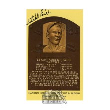 Satchel Paige Autographed Kansas City Monarchs Hall of Fame Postcard - JSA LOA