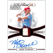 Mike Schmidt 2020 Panini Flawless Penmanship Ruby Patch Auto Card #PM-MS 7/7